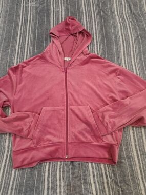Pink Velour Zip-Up Hoodie Jacket